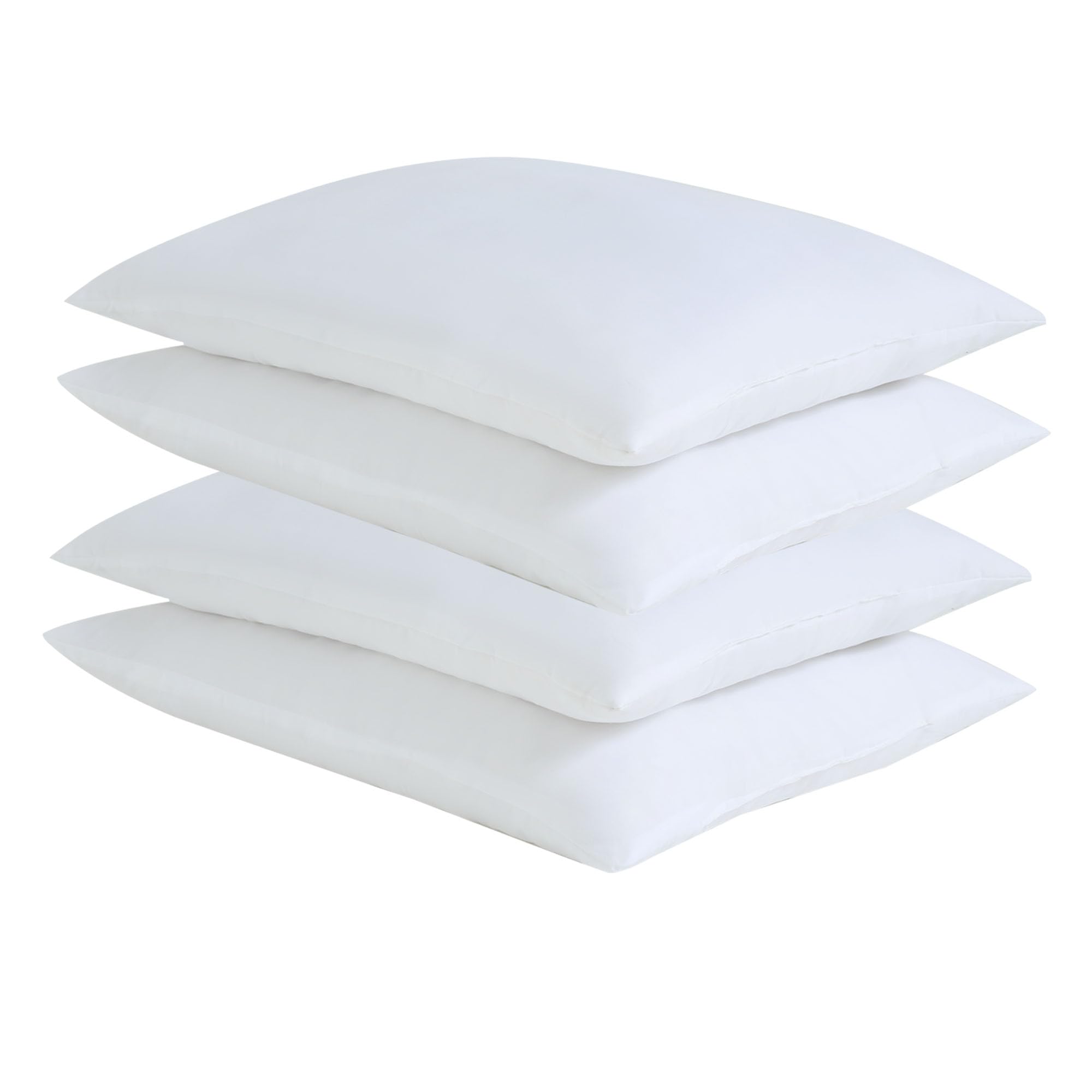 CULVE Bed Pillows Bulk - 4 Pack Thin Flat Pillows for Sleeping, Super Soft Fluffy Microfiber Filling for Home, Hotel, BnBs (4, White, Standard)