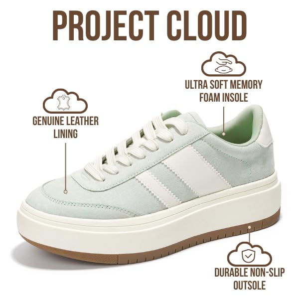 Project Cloud Platform Sneakers for Women - Lightweight Memory Foam Insole Womens Sneakers - Non-Slip Fashion Sneakers for Women Footwear - Women's Fashion Platform Shoes (Nita): 6 Pistachio