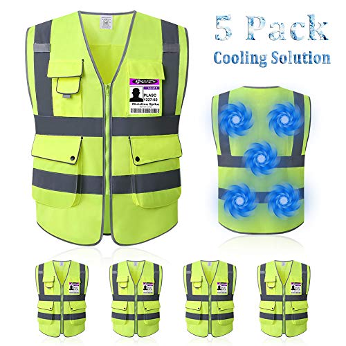Mintiant 5 Pack Reflective High Visibility Safety Vest, Cooling Vest, Ice Vest, High