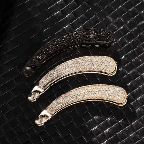 3 piezas Pinzas para cabello con diseño de piedra brillante, accesorios para el cabello de color blanco, negro, marrón y multicolor miniatura 4