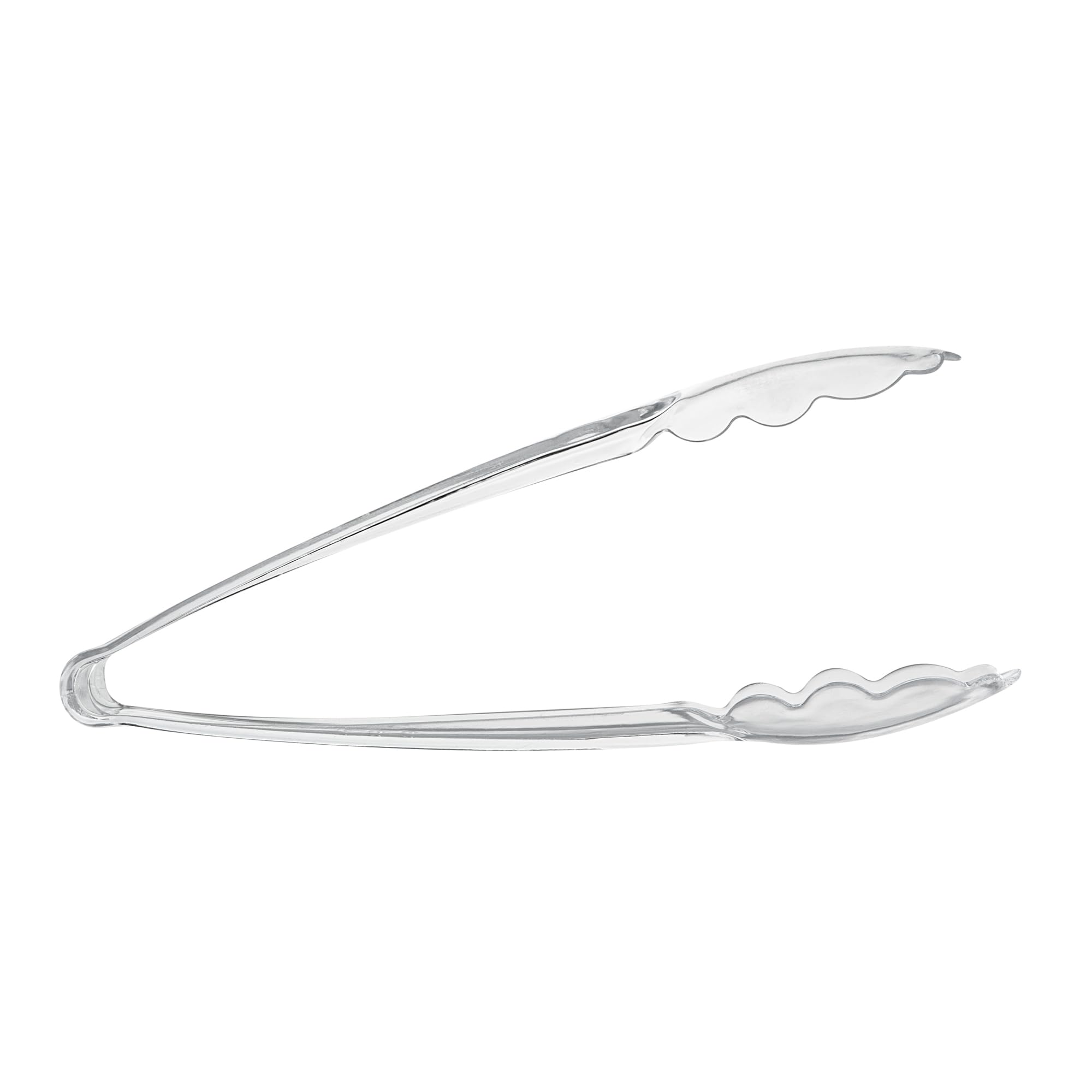 Restaurantware Pinzas transparentes para servir, 100 unidades, pinzas de plástico desechables resistentes de 9 pulgadas con asas largas y bordes festoneados para eventos con catering, bodas o bufés y