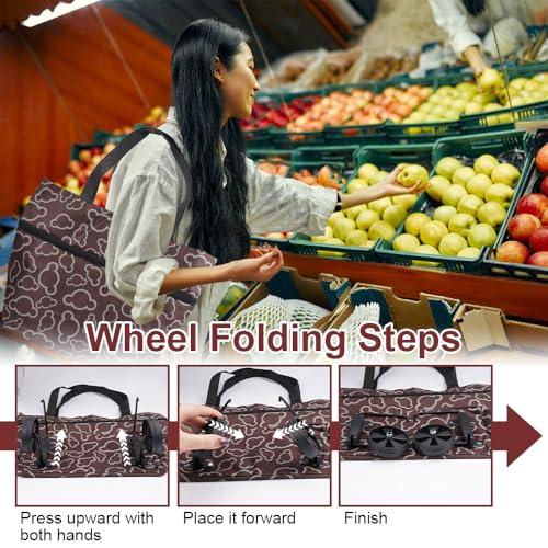 Faltbarer Einkaufstrolley, 2 in 1 Einkaufstasche mit Rollen Faltbar, Leicht Faltbarer Einkaufstasche für Einkaufswagen, Multifunktionaler Einkaufstrolley Klein Faltbar, Collapsible Shopping Trolley – Bild 5