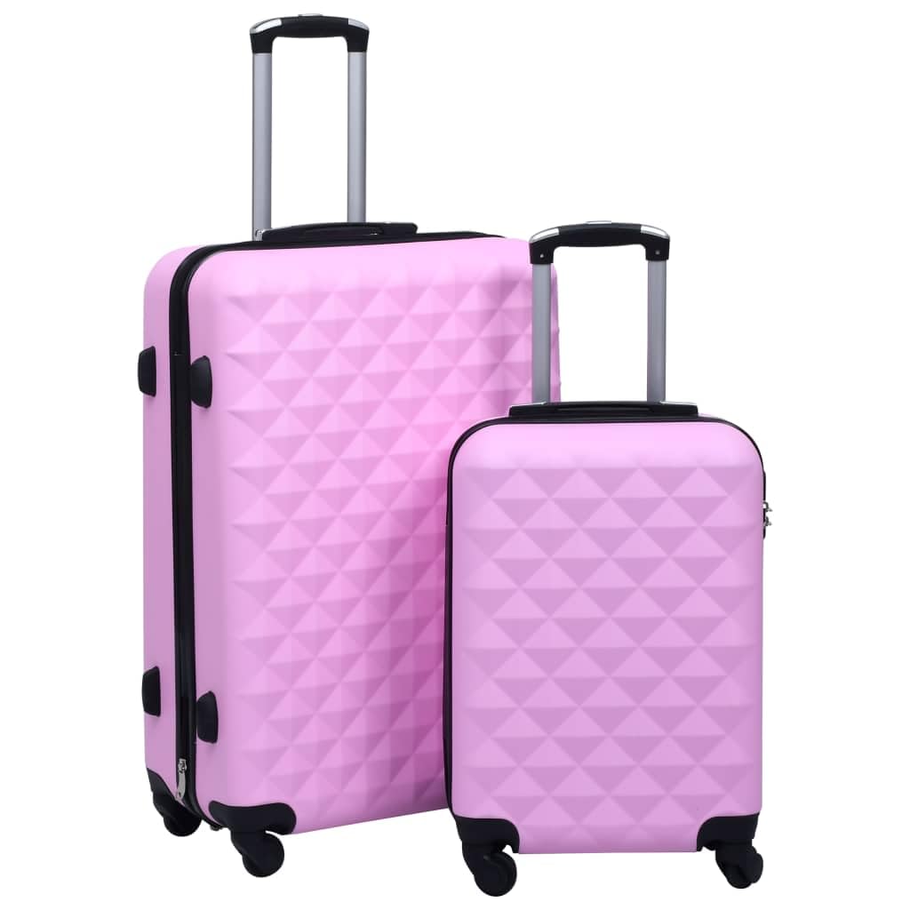 Twarde etui na kółkach zestaw 2-częściowy ABS różowy 55 x 36 x 22 cm i 76 x 48 x 28 cm z zamkiem bezpieczeństwa, kółka 360 stopni, organizer na urlop, podróż i samolot
