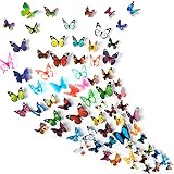 Crosize 104Pcs 3D Butterfly Wall Decor Butterfly Wall Decals Butterfly Wall Stickers Fake Butterfly...