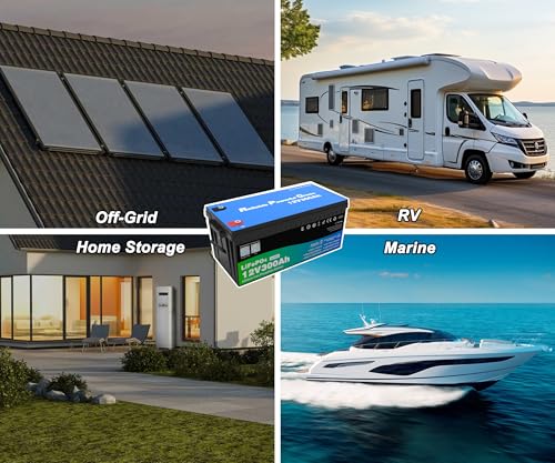 Image of 12 Volt 300Ah Lithium Golf Cart Battery, 12V LiFePO4 Battery, 200A BMS, 4000+ Cycles, 3.84 kWh Energy, 2.56kW Max Power Output, Perfect for Off-Grid, Home Storage, RV, Marine