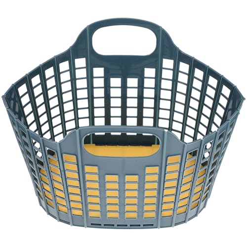 GLEAVI Cesta de Frutas y Verduras Plegable de Plástico Azul Asa, Cesta Portátil para Almacenamiento y Compra en Cocina y Hogar