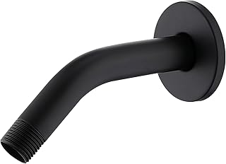 6-inch Wall-Mounted Shower Arm with Flange and Teflon Tape, Matte Black Shower Arm Extension, Used to Fix and Extend the Shower Head (Matte black)