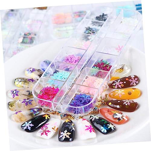PRETYZOOM 3 Caixas De Nail Art Fatias De Floco De Neve Lantejoulas De Férias DIY Acessório De Nail A