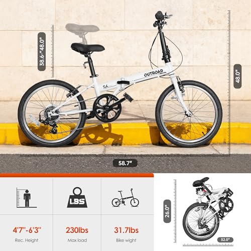 20 inch Folding Bike, Foldable Bicycle for Adults with 7