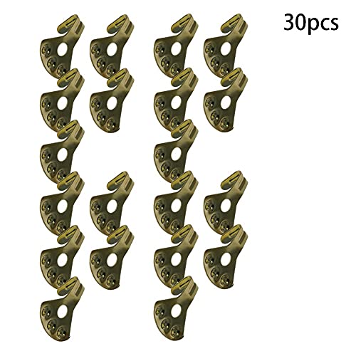 Image of Picture Hangers 1mm Thick Picture Hooks with Nails Professional Picture Hanging Kit, for Office Pictures House Decoration Clock Wall Mounting Brass Tone 30pcs