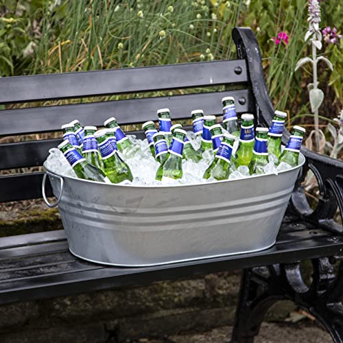 Katai - Galvanized Steel Drinks Bucket - Oval, 5.5 Gallon Rustic Style Drinks Tub, Carry Handles - With Bottle Opener #TOP6