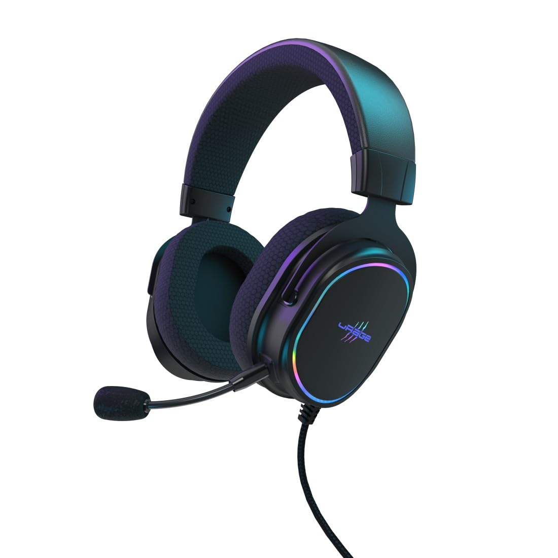 uRage Casque Micro Gaming (Casque Gamer optimisé PC PS5, certifié DTS X, Casque de Jeu Son Virtual Surround 7.1, LED RGB, Micro Amovible, Cable USB-A 2.2m) Noir