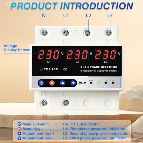Protector de voltaje ajustable 3P con conmutación de fase automática HUIOP 5