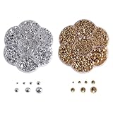 JIHUOO 4600 Pcs Flatback Pearls Gems Half Round Plastic Beads Mixed Size Nail Art Pearls Nail Resin Rhinestones Flat Back Beads for Shoes Phone Decoration Golden Silver - Image 1