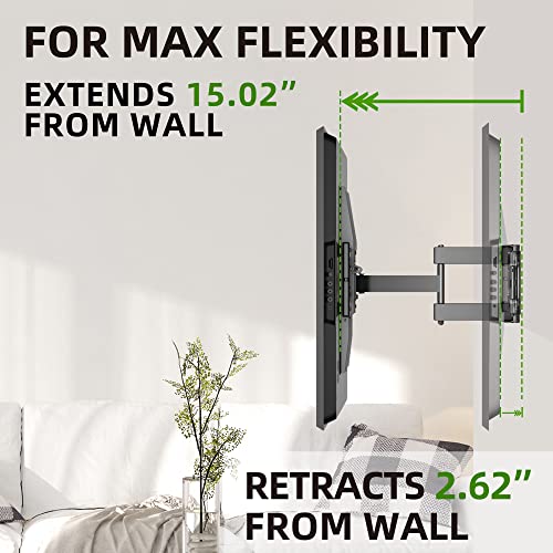 Usx Mount Full Motion Tv Wall Mount For 37-86 Inch Tvs Up To 132 Lbs, Wall Mount Tv Bracket With Dual Articulating Arms, Max Vesa 600X400Mm. Fits 8/12/16 Inch Wood Stud #TOP2