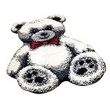 LOVIVER Knüpfteppich Set Knüpfset Knüpfbild Erwachsene, Bär Teppich zum Selberknüpfen, Weiß