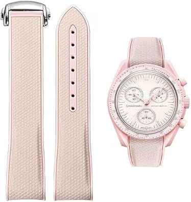 20mm Watch Strap for Omega x Swatch MoonSwatch Watch,Folding Buckle Band Compatible Moonswatch Speedmaster,Curved No Gap Replacement Strap for Men Women