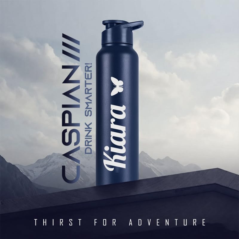 Image of CASPIAN / / / Hike Stainless Steel Customize Sipper Water Bottle Leak Proof Thunder for Fridge Home Office Travel School Kids Boys Girls Adults Sports Gym Yoga (R PBlue 1 Litre, Set of 1)