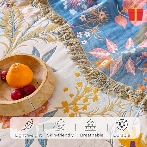 Image of Ultra Soft Fall Boho Throw Blanket,Colorful Floral, 60 inchx80 inch