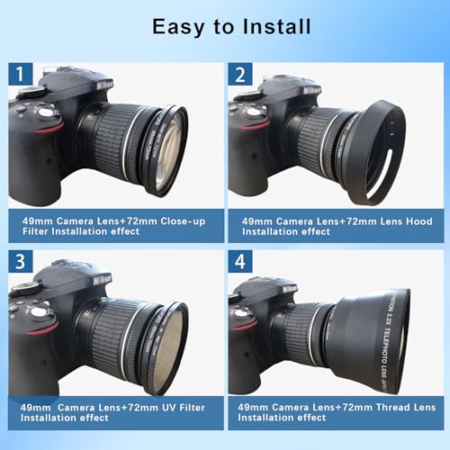 Image of 49mm to 72mm Step-Up Ring Filter adapter /49mm to 72mm Camera Filter Ring ;Compatible All Brands 49 mm Lens and 72 mm UV,ND,CPL,Metal Step Up Ring
