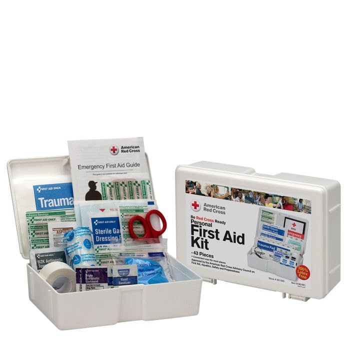 American Red Cross Officially Licensed Product, Personal First Aid Kit, 43 Piece Emergency Medical...