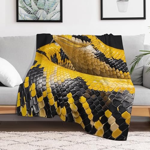 Couverture canapé et lit motif python jaune pour des soirées cocooning chaleureuses