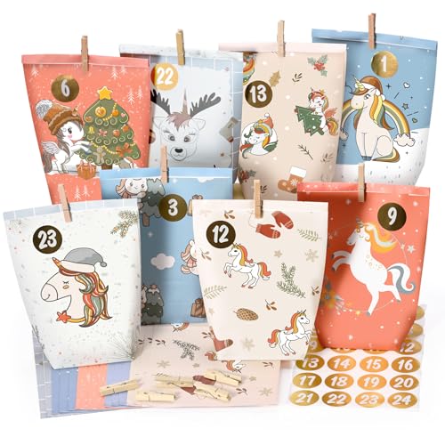 Adventskalender tüten zum Befüllen 2025, 24 bedruckte...
