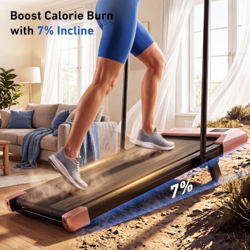 Image of DeerRun Walking Pad with 6% Incline, 3 in 1 Under Desk Treadmill for Home Office & Small Spaces, 2.5HP Quiet Walking Pad Treadmill with 300lb Capacity, 0.6-3.8MPH, App & Remote Control