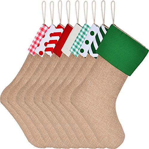 Sunshane Burlap Christmas Stockings Xmas Fireplace Hanging Stockings Decoration Stockings for Christmas Decoration DIY Craft (Color Set 14, 9)