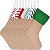 Sunshane Burlap Christmas Stockings Xmas Fireplace Hanging Stockings Decoration Stockings for Christmas Decoration DIY Craft Color Set 14 9