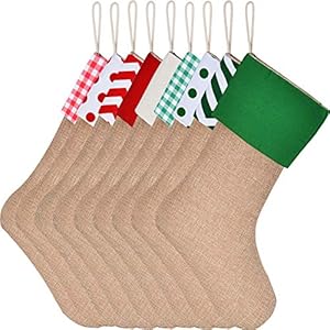 Sunshane Burlap Christmas Stockings Xmas Fireplace Hanging Stockings Decoration Stockings for Christmas Decoration DIY Craft Color Set 14 9