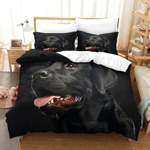 Housse de couette Labrador 135x200 ensemble linge de lit microfibre 3D