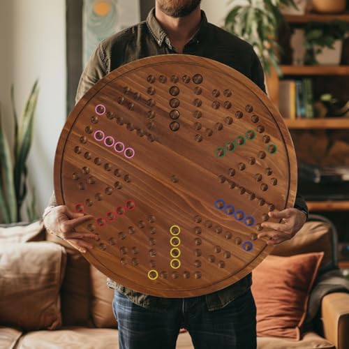 Juego de mesa grande circular de mármol con tablero doble miniatura 6