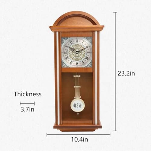Arched Wooden Wall Clock With Pendulum And Chimes,Battery Operated,Large Elegant Wooden Design,For Living Room, Kitchen,Office&Home Decor (Walnut) #TOP2