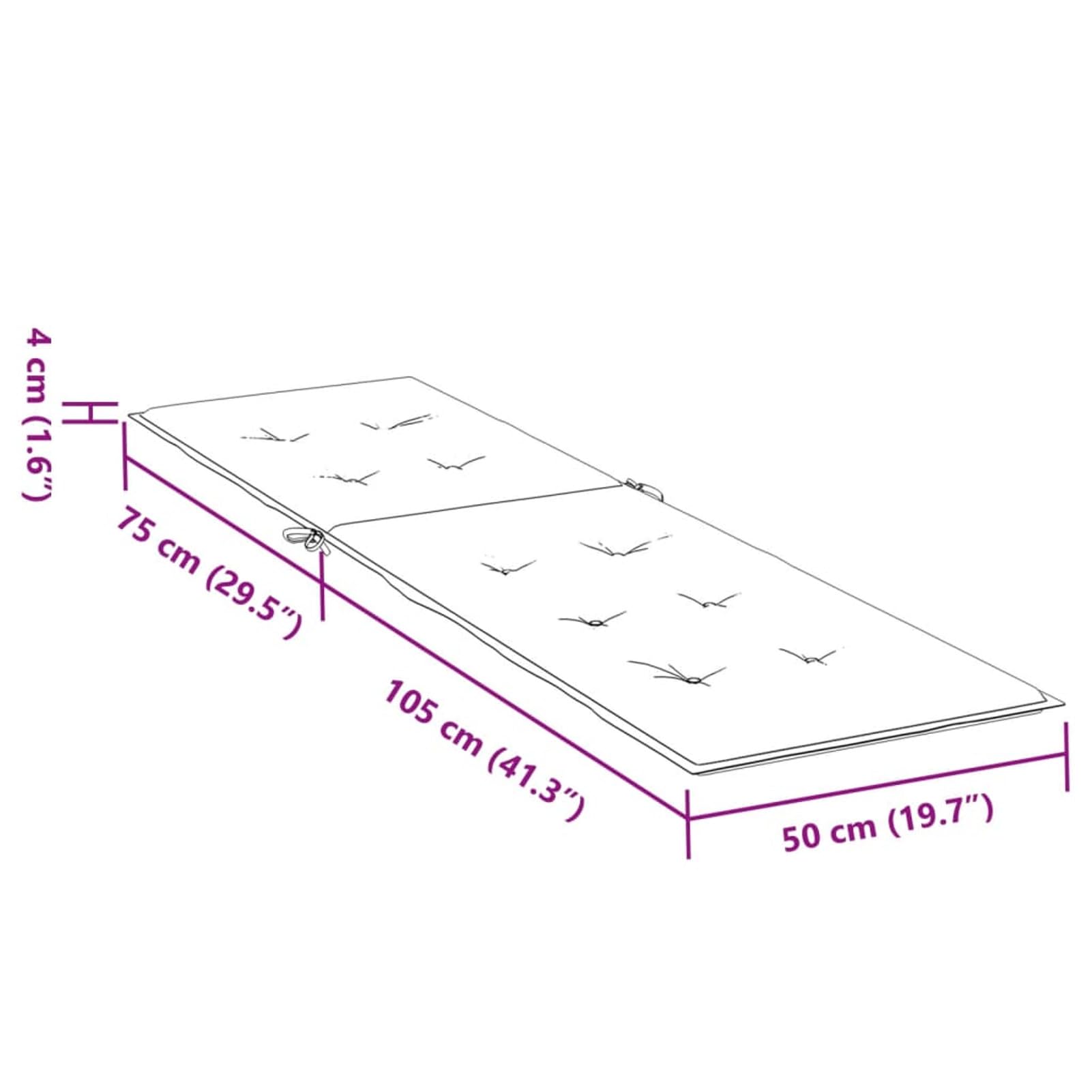 Cuscino per Lettino Prendisole Elegante Resistente Arredi Tessili Esterni Sdraio Decorativo Grigio Talpa (75+105) x50x3 cm in Tessuto Poliestere