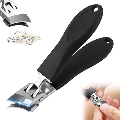 Cortaúñas inclinadas antisalpicaduras con apertura ancha de mandíbula, cortaúñas para uñas encarnadas, cortaúñas curvadas para uñas gruesas (negro)