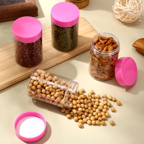 Image of Patelai 4 Pcs Plastic Jars Wide Mouth with Lids,4 Ounce,Pink