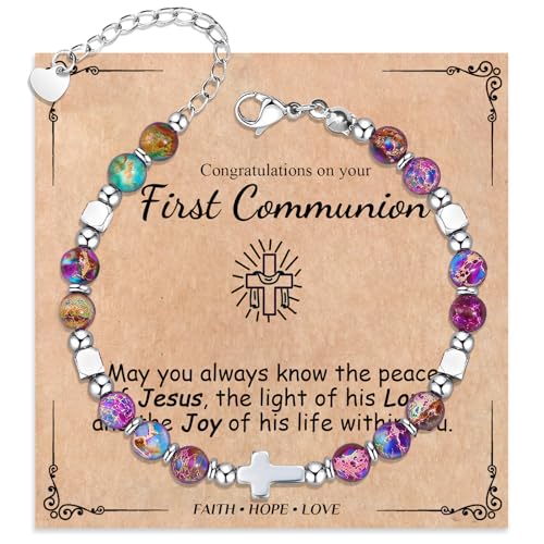 Image of Cross Bracelet for Women Girls, Christian Gifts for Daughter Granddaughter Sister In Christ Friend Niece, Baptism Confirmation First Communion Gifts for Girls