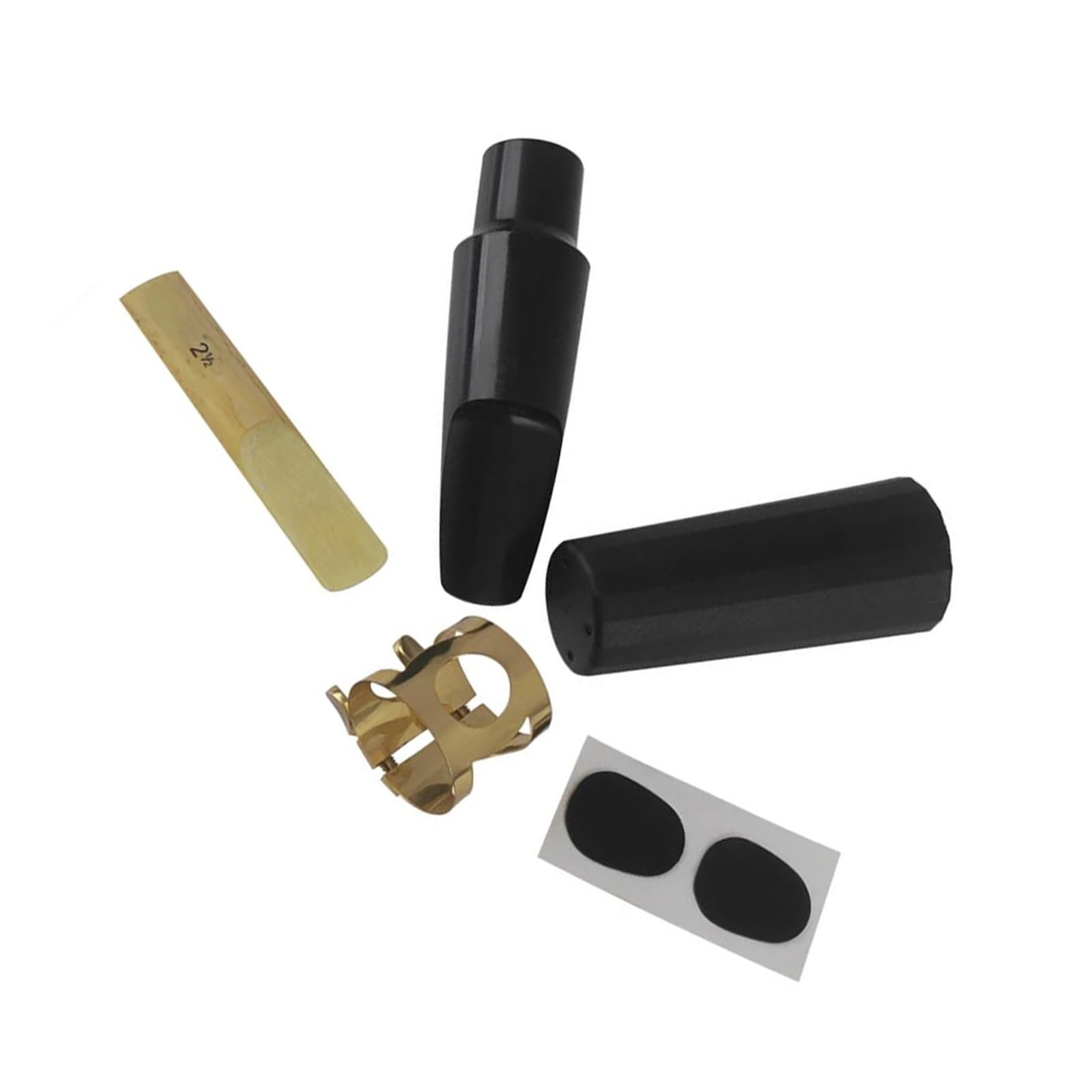 Kit de Accesorios saxofón Juego De 5 Uds. De Boquillas De Tenor Alto Soprano, Clip De Lengüeta, Dos Almohadillas Para Dientes, Accesorios Para Instrumentos De Viento De Madera