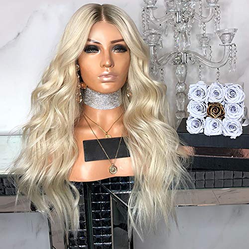 guohanfsh Peruca feminina cacheada longa brasileira ondulada dourada fibra de alta temperatura para