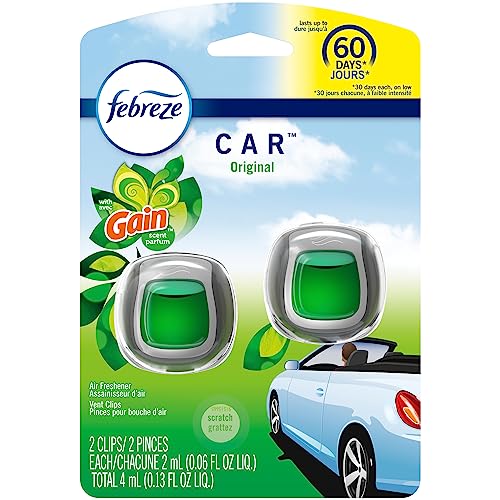 Image of Febreze Car Air Freshener Vent Clip Gain Original Scent, .06 oz. Car Vent Clip, 2 Count