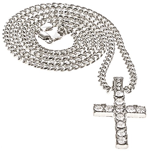 GWOOD Cross Small Pendant with Crystal Rhinestones on 24 Inch Long Necklace3