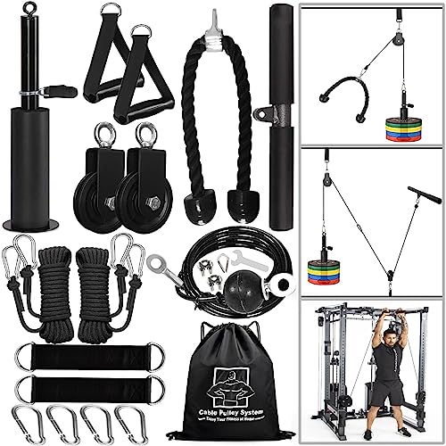 Favuit Cable Pulley System Home Gym, Upgraded Weight Cable Pulley System Gym DIY LAT Pull Down Home Gym Fitness Cable Machine Attachment for Gym LAT Pull Down Biceps Curl Tricep Arm Workouts