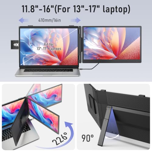 Image of Macsecor Laptop Screen Extender, 14'' FHD 1080P Ultra-Slim Dual Portable Monitor for Laptops, USB-C Travel Monitor Extender Plug & Play for 13 inch-16 inch Laptop, Compatible with Wins /Mac /Android /Chrome