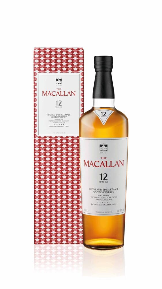 The Macallan12 Years Old Double Cask | Scotch | Highland | Single Malt Whisky | Toffee, Orange Peel and Spice | European and American Oak Sherry Seasoned Casks 70 cl (Package may vary)