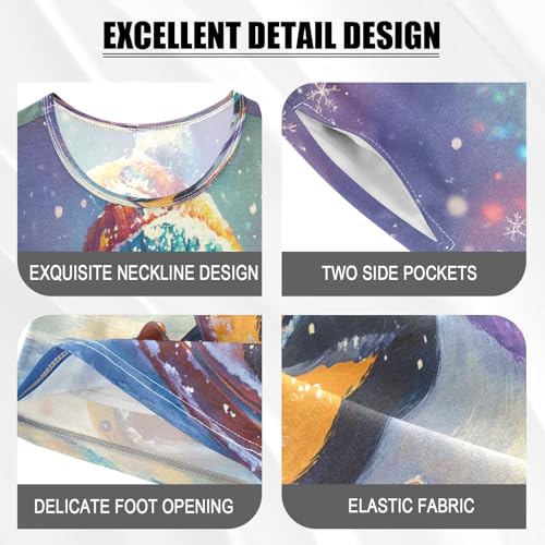 ALAZA Cute Penguin Snowflake Christmas Pajamas Set Short Sleeve Cotton Sleepwear Summer Pjs 2 Piece 5-14Y4