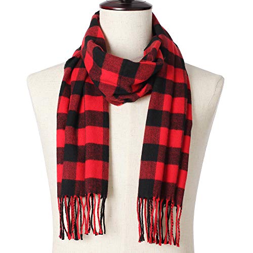 Betterline Cashmere Feel Buffalo Check Plaid Red And Black Warm Winter Fashion Scarf (76 X 13 Inch) For Women And Men #TOP1