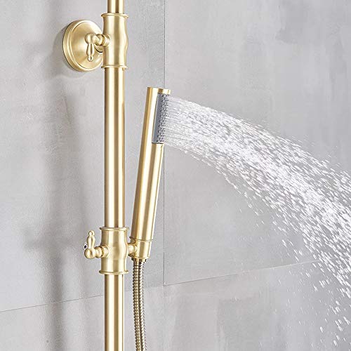 Sistema de ducha de oro cepillado de pared con monomando y rociador de lluvia 5