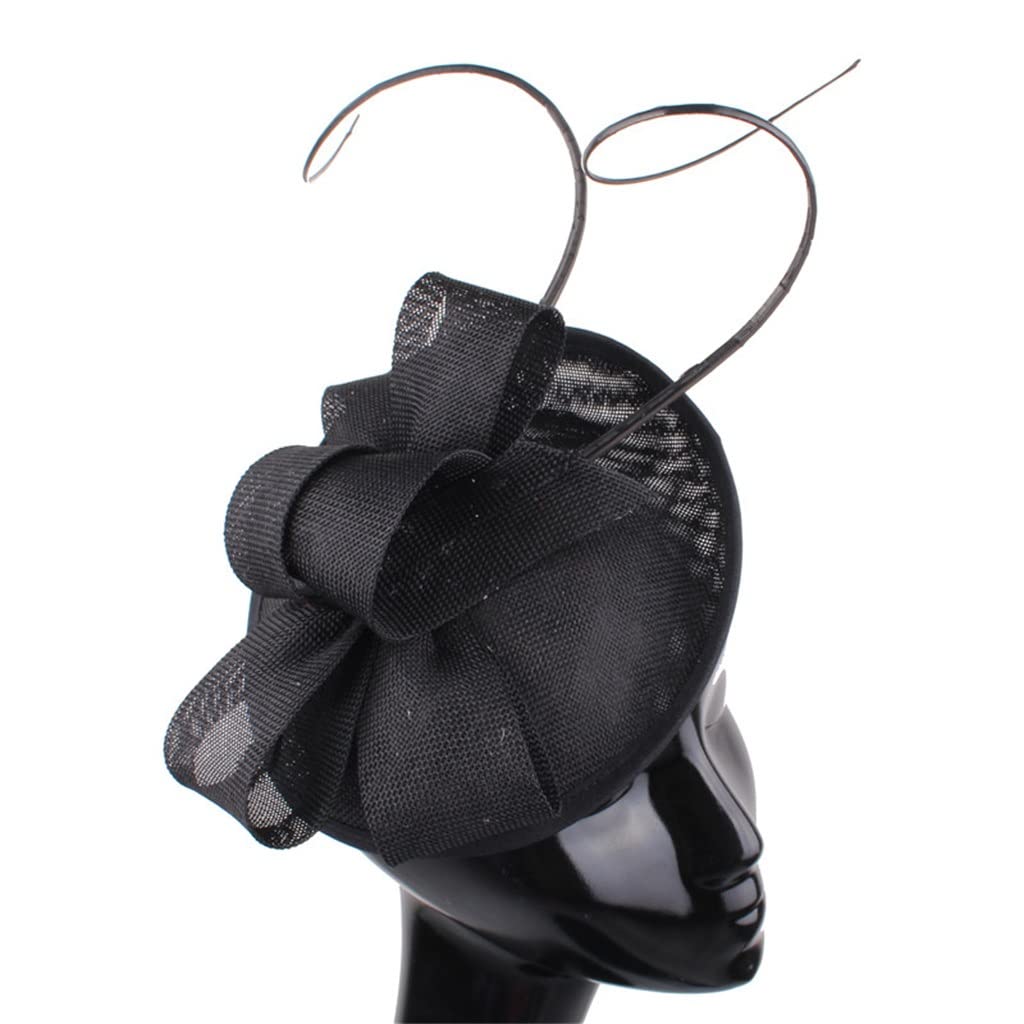Tocado Elegante Negro para Boda, Accesorio para cóctel, Sombrero para Mujer, Diadema de Pelo francés, Moda Vintage para Mujer, una Pieza (D 20cm)