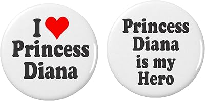 Set 2 I Love Princess Diana/is my Hero 2.25â€ Large Pinback Buttons Pins